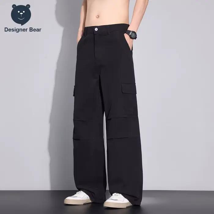 Pantalon cargo baggy pour homme en pur coton, multi-poches, style parachutiste, coupe droite, en sergé, pantalon tactique, salopette pour homme