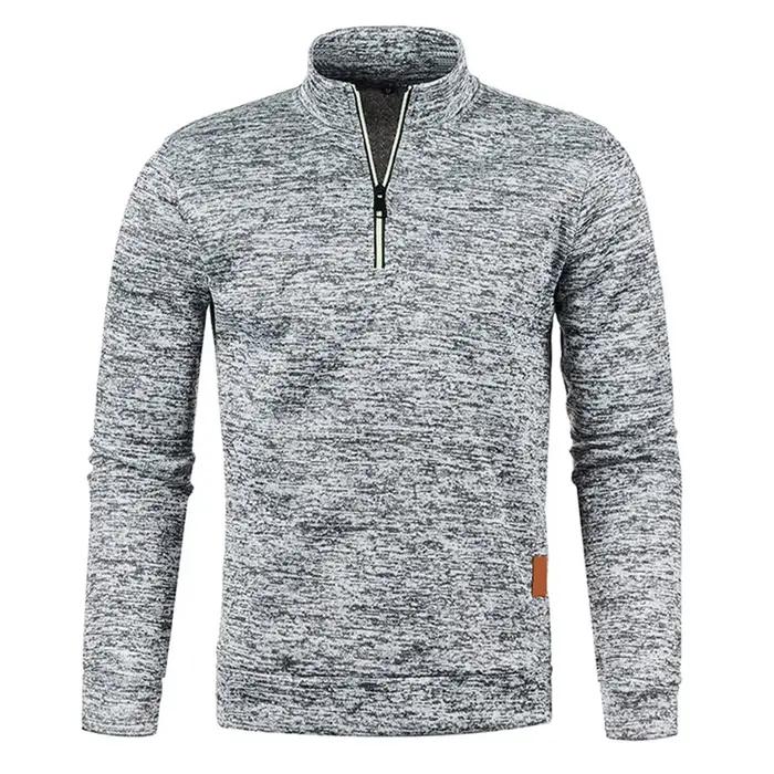 Hommes pull hommes plus épais sweats demi pull à fermeture éclair pour homme à capuche homme sweat automne couleur unie col roulé chandails