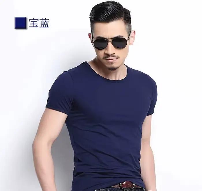 Nouveau T-shirt décontracté à col en V pour homme 2026 – Hauts de fitness doux et respirants – 11 couleurs