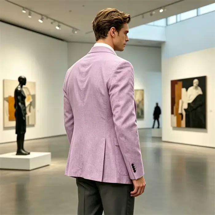 Blazer en lin léger pour homme, coupe ajustée décontractée, revers cranté, deux boutons, idéal pour l'été, la plage, les mariages, les affaires et le quotidien