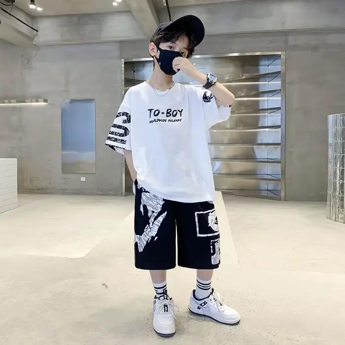 Ensemble T-shirt et pantalon de sport décontracté pour garçons de 3 à 14 ans
