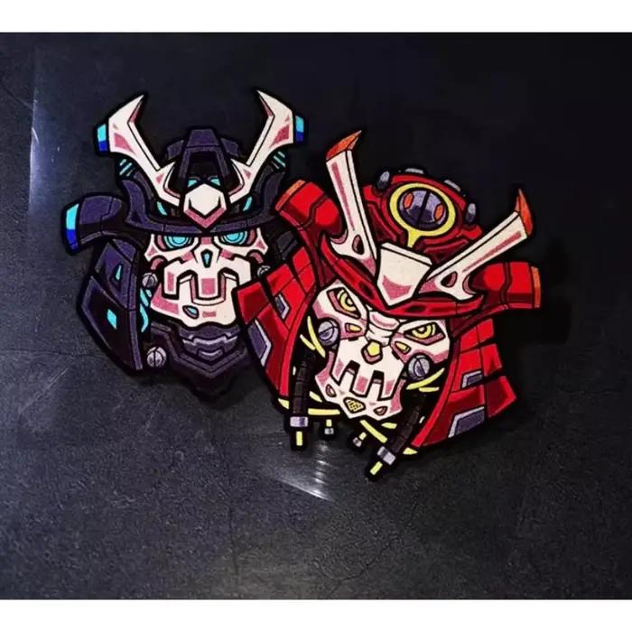 Autocollant en vinyle Cyberpunk Samurai Skull