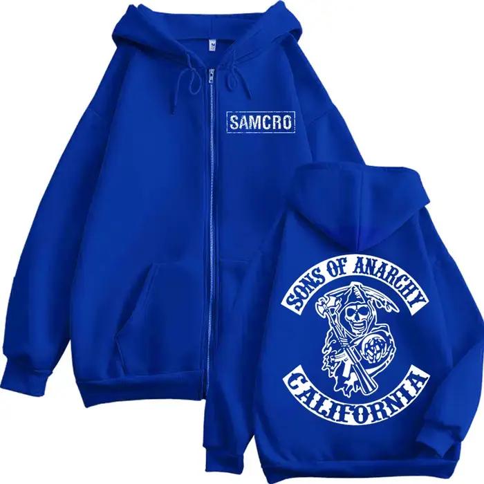 Sons of Anarchy – sweat à capuche avec fermeture éclair imprimée Double face pour hommes et femmes, gothique, Vintage, fermeture éclair, décontracté, mode, pulls surdimensionnés