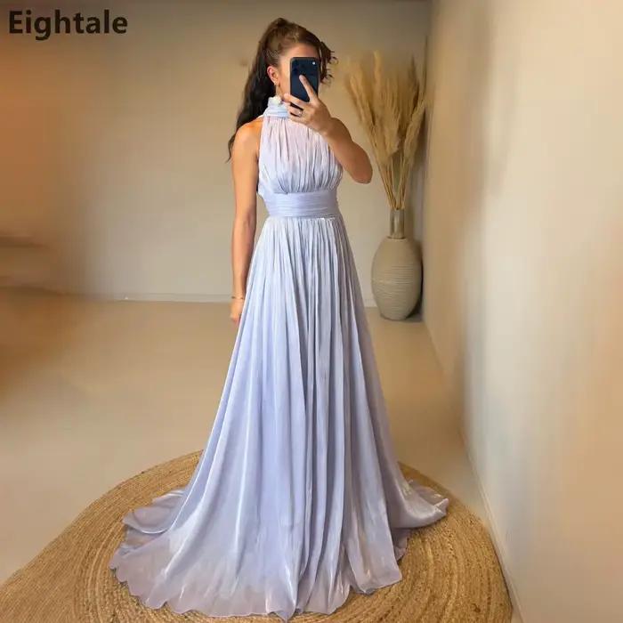 Robe de soirée Eightale en mousseline de soie plissée scintillante
