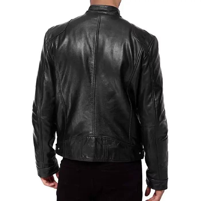 Blouson aviateur en similicuir PU pour hommes style moto et motard printemps automne décontracté robuste et élégant