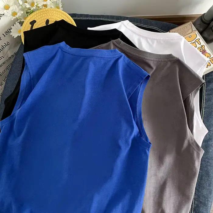 T-shirts rétro Hip-hop imprimés sans manches à col rond pour hommes et femmes