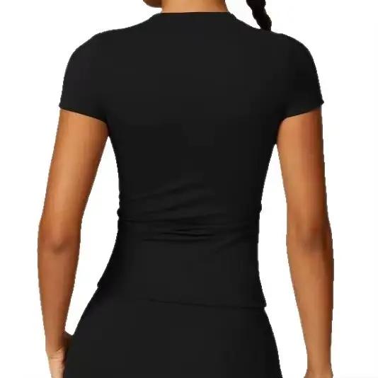 Vêtements de yoga pour femmes t-shirt de sport veste décontractée polyvalente à manches courtes séchage rapide hauts de sport serrés pour la course à pied et le fitness quotidien