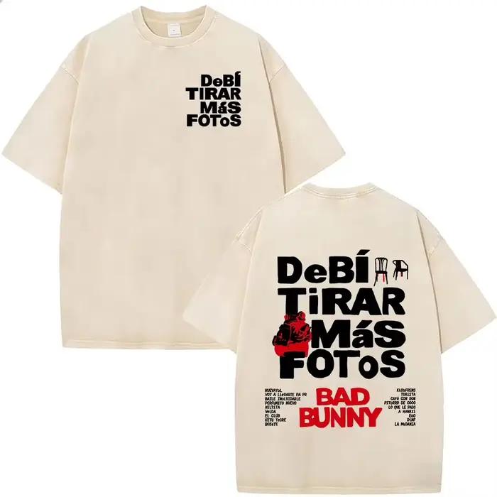 T-shirts vintage délavés Bad Bunny Debi Tirar Mas Fotos DTMF – Vêtements pour hommes