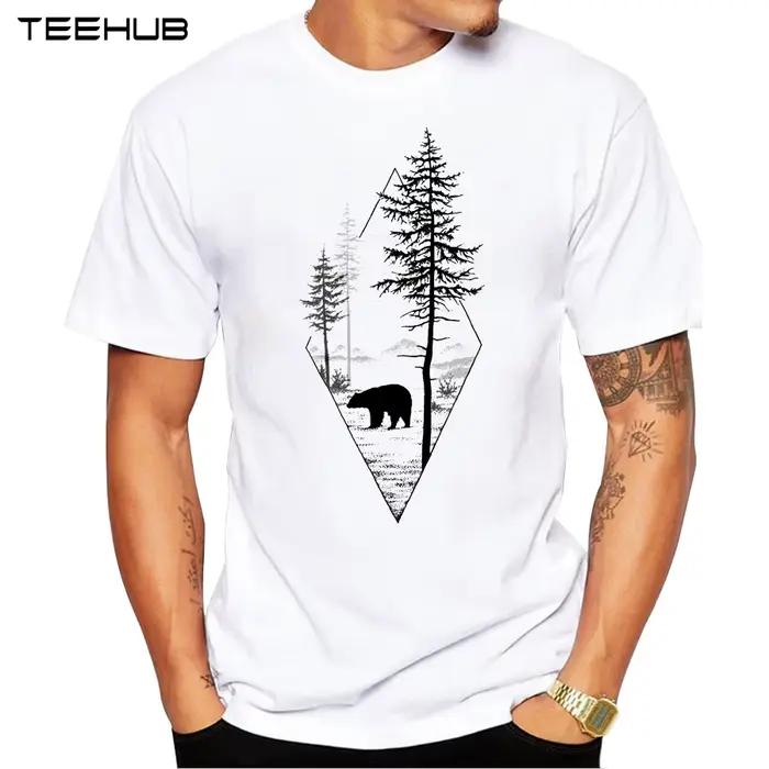 2023 forêt ours hommes T-Shirt à manches courtes décontracté