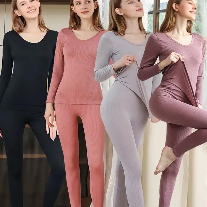 Sous-vêtement thermique sans couture à manches longues pour femmes
