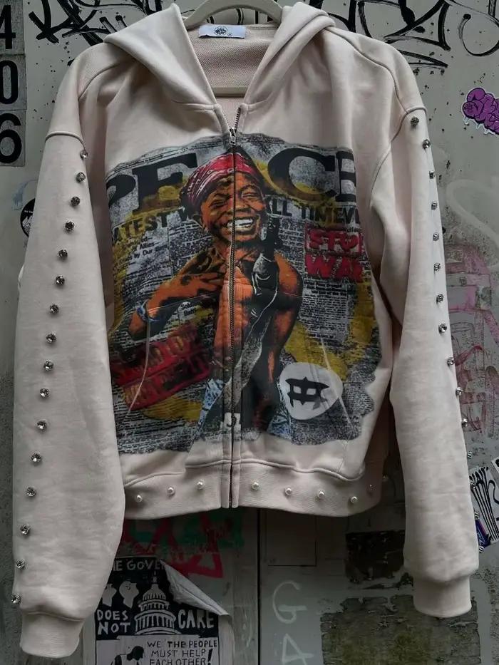 Y2k Motif Esthétique Imprimer Sweatshirt Vintage Punk Gothique Couple
