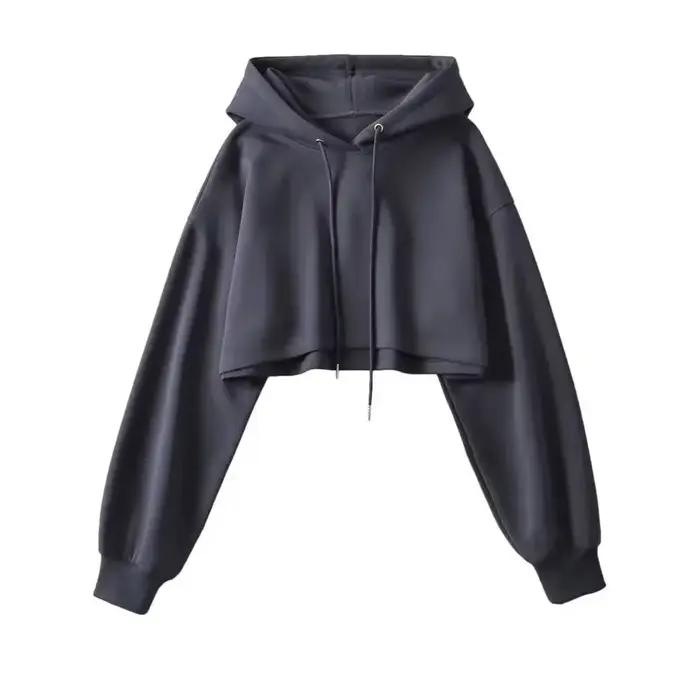 Sweat-shirt court à capuche pour femme