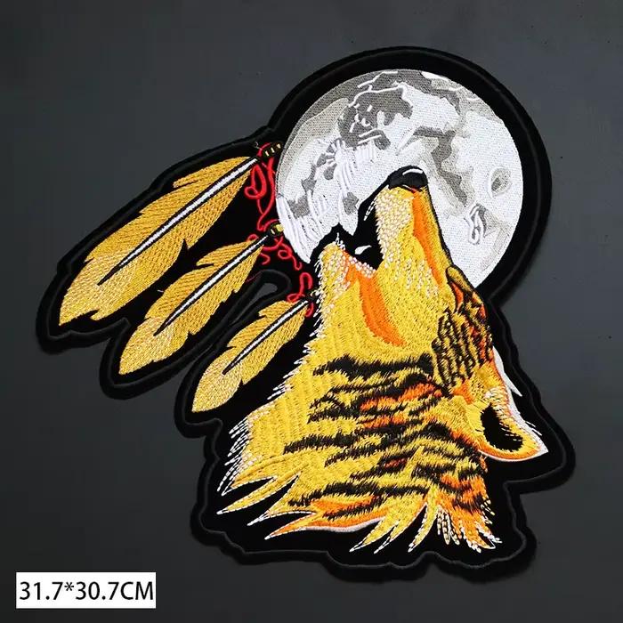 Fer sur rayures pour vêtements Patch bricolage loup sanglier broderie patchs grande taille Punk Badge autocollants
