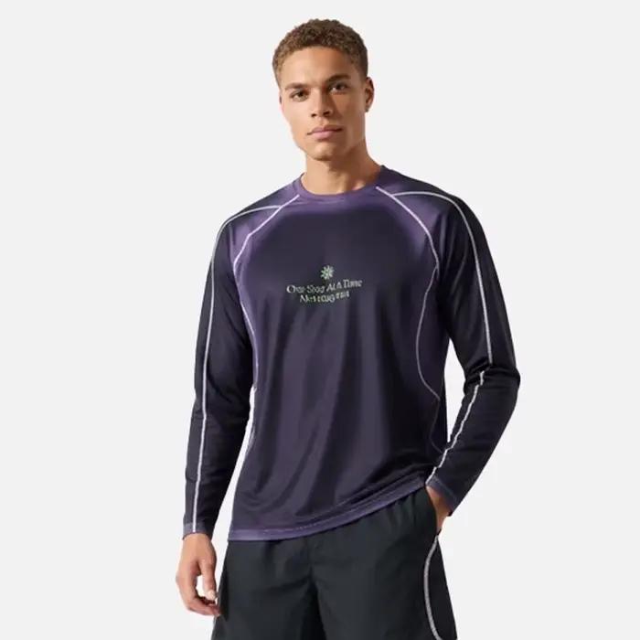 T-shirt de course à manches longues pour hommes, Hankanon, coton et polyester, imprimé, respirant, séchage rapide, protection solaire, printemps et été