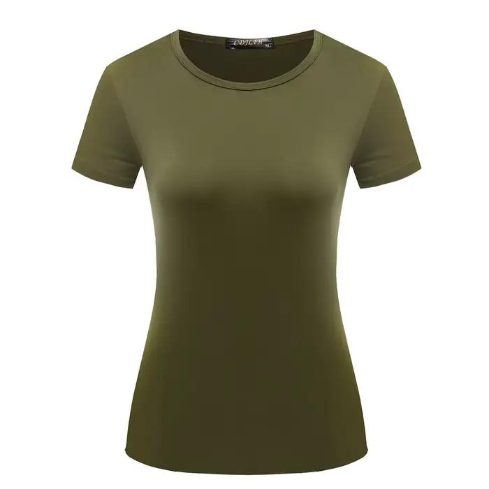 Femmes manches courtes T-shirt chemise à bascule col rond