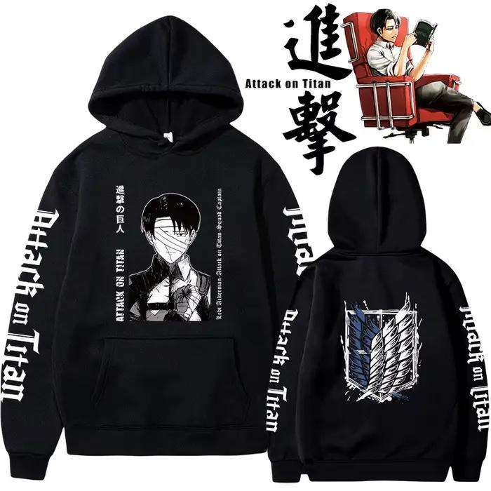 Sweat à capuche imprimé graphique Attack on Titan Anime
