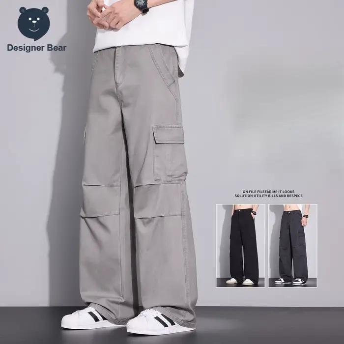 Pantalon cargo baggy pour homme en pur coton, multi-poches, style parachutiste, coupe droite, en sergé, pantalon tactique, salopette pour homme