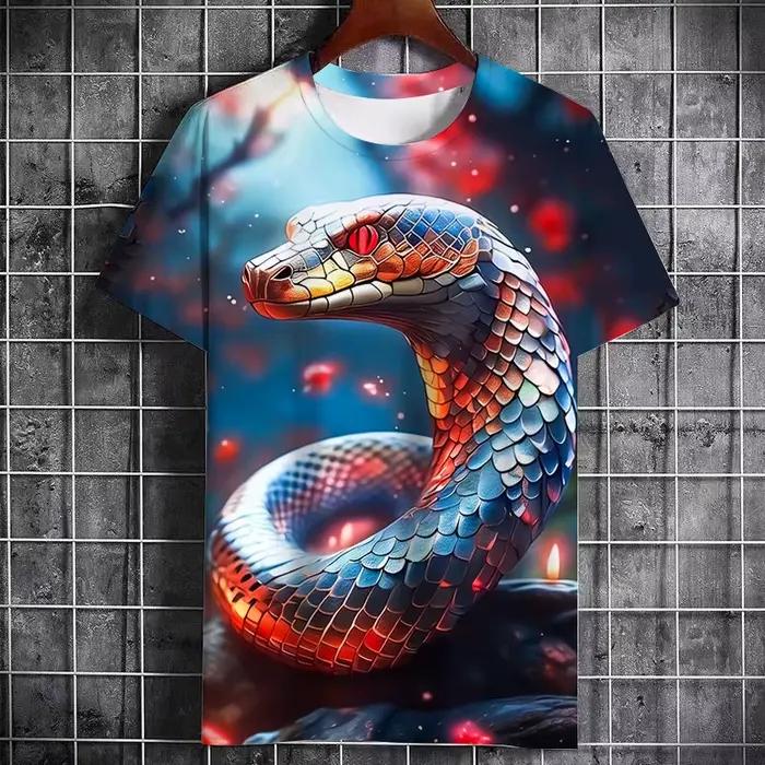 Serpent graphique T-Shirts Animal impression 3D hommes femmes à manches courtes t-shirt Streetwear surdimensionné Y2K