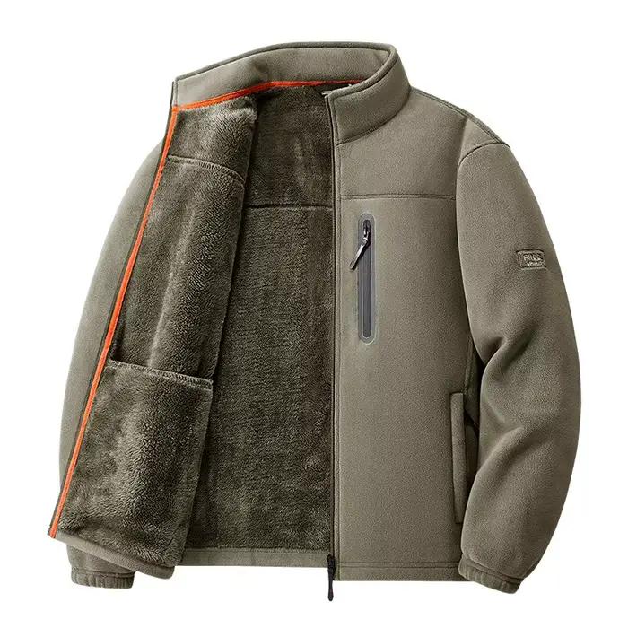 Veste épaisse doublée floquée pour l'extérieur, haut décontracté à col montant, tendance Jackd pour jeunes, fermeture à glissière, manches longues, en Polyester, hiver