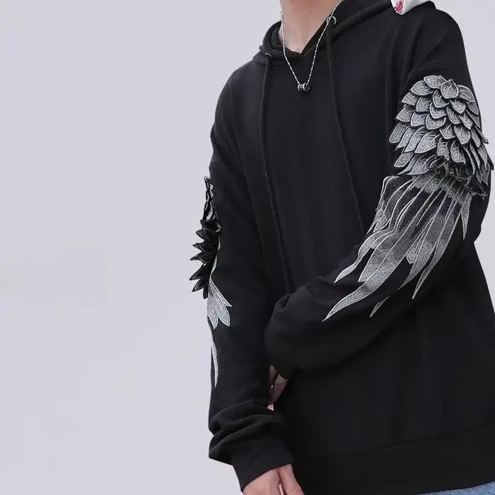 Sweat-shirt à capuche brodé pour hommes, vêtements Hip Hop, blanc, de luxe, sans marque, Streetwear, automne, bon marché, Emo