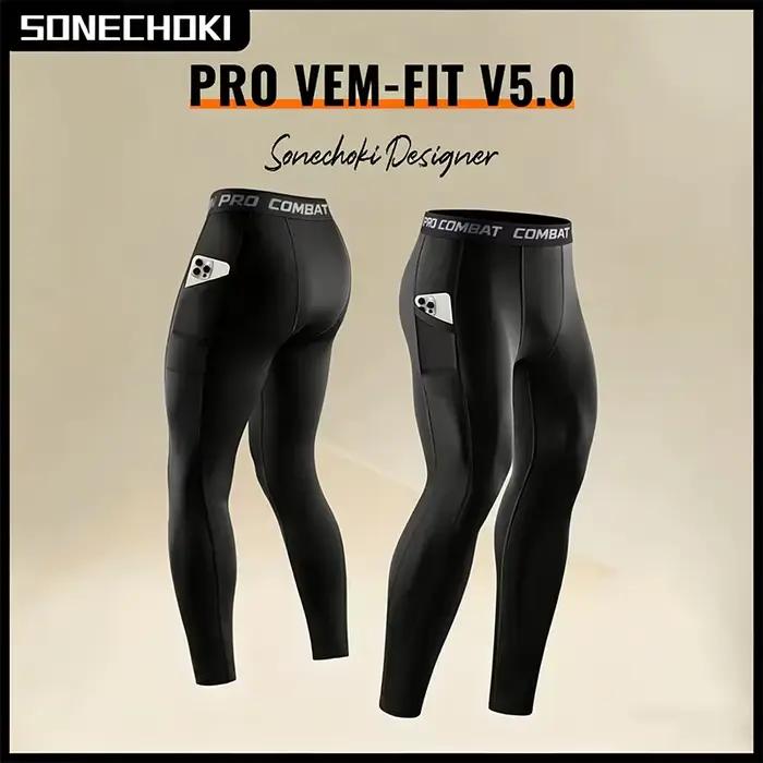 Pantalon de compression pour homme, leggings de sport pour la salle de sport avec poches, collants de course, fitness, basketball, jogging, pantalon d'entraînement en polyester