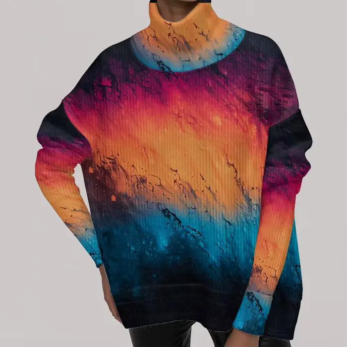 Sweatshirt dégradé bleu jaune chic pour hommes mode streetwear polyester impression 3d print casual automne hiver occasion quotidienne