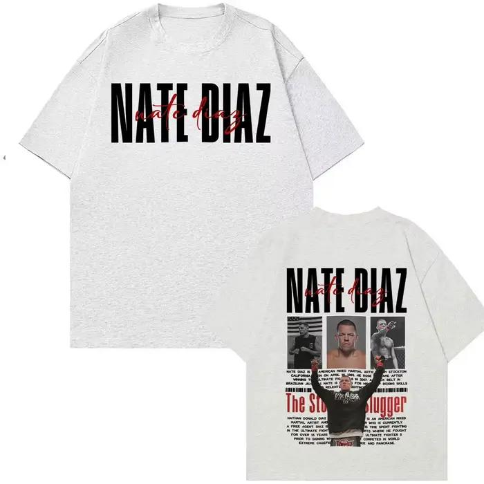 T-shirts vintage Nate Diaz The Stockton pour hommes et femmes, T-shirt esthétique à thème violences, 100% coton, coupe ample et oversize