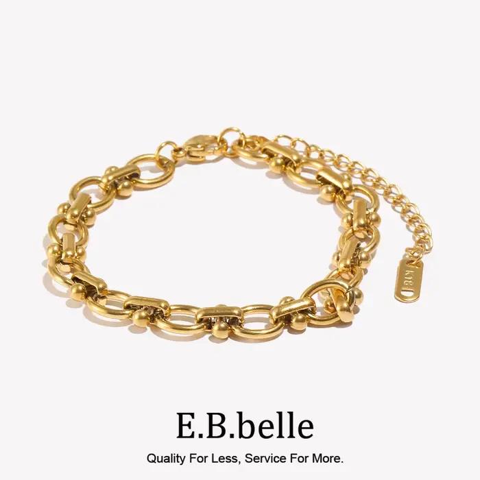 E B belle boutique officielle fleur ovale Bracelet chaîne fait à la main plaqué or 18 carats Bracelets