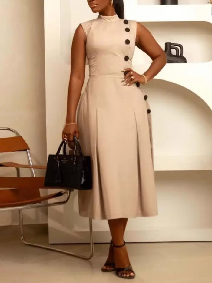 Robe trapèze kaki pour femmes