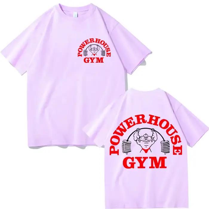 Powerhouse Gym Double face impression T-shirt haute rue mode tendance à manches courtes T-shirts hommes femmes décontracté lâche coton T-shirts