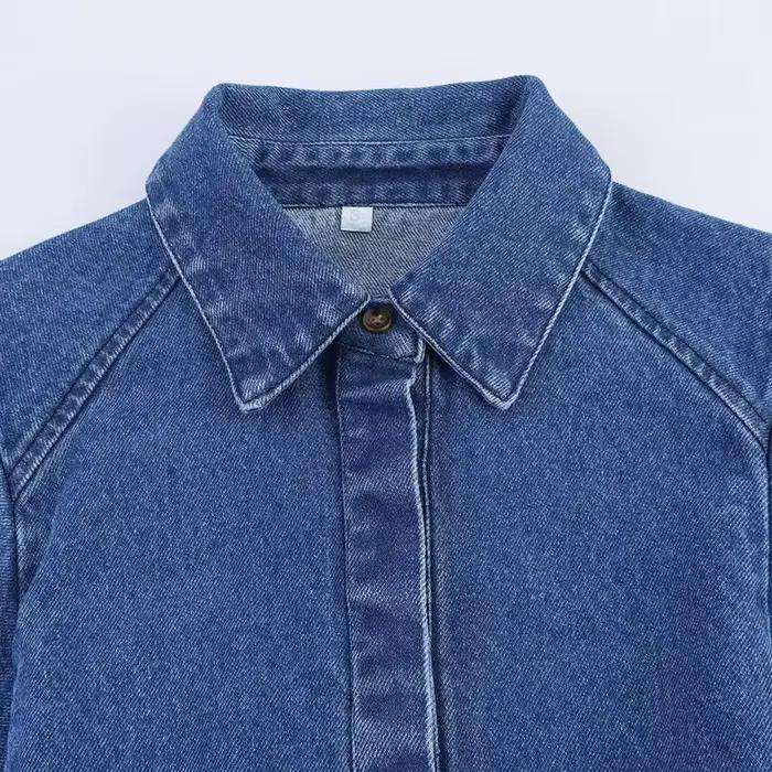 Manches chauve-souris Denim Blouses femmes simple boutonnage solide boutonné chemises femme mode avant ample
