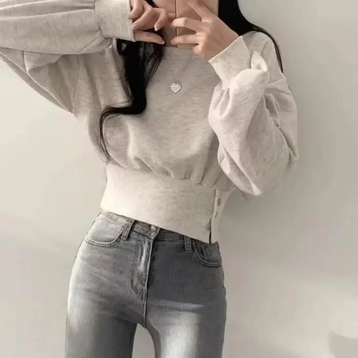 Pull uni pour femme, haut esthétique basique