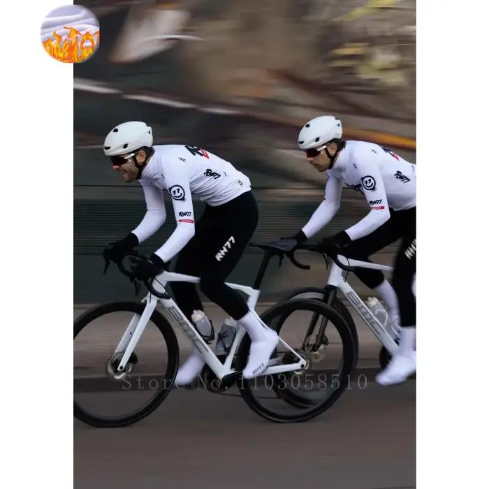 RH77 vélo thermique polaire vélo maillot hiver chaud cyclisme maillots route course coupe Aero Jersey hommes vêtements italiens à manches longues
