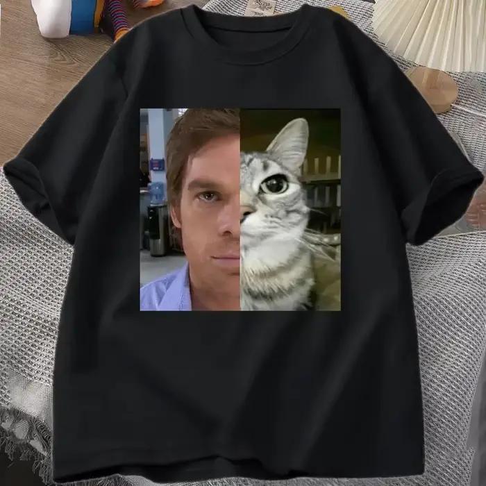 Dexter Morgan Cat T-shirts Funny Short Sleeve O Neck Tshirt Unisex Streetwear Women Clothes Harajuku Printed