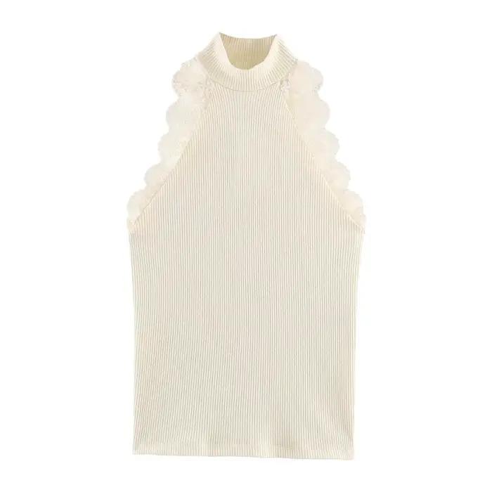 T-shirt en dentelle polyester pour femme décontracté style rétro été ocassions spéciales