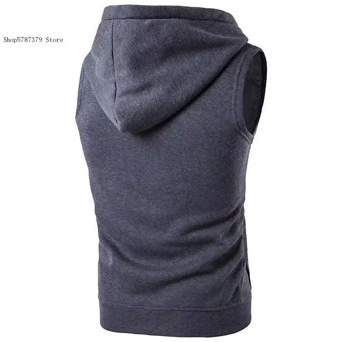 Sweat à capuche décontracté pour hommes avec chemise de sport sans manches à fermeture éclair