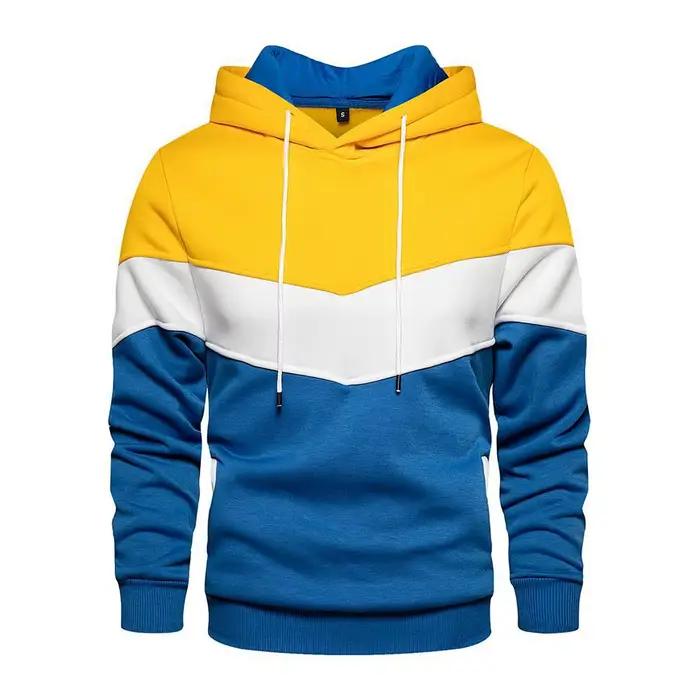 2025 nouveaux hommes sweat à capuche patchwork en plein air vêtements de sport décontractés mode de rue