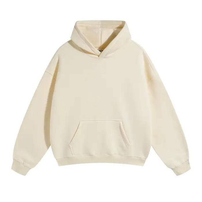 Sweat-shirt à capuche unisexe en molleton doublé, nouvelle collection automne-hiver, coupe épaules tombantes, couleur unie, style streetwear, manches longues