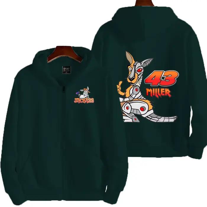 Sweat à capuche zippé avec logo du pilote Jack Miller 43 pour hommes et femmes