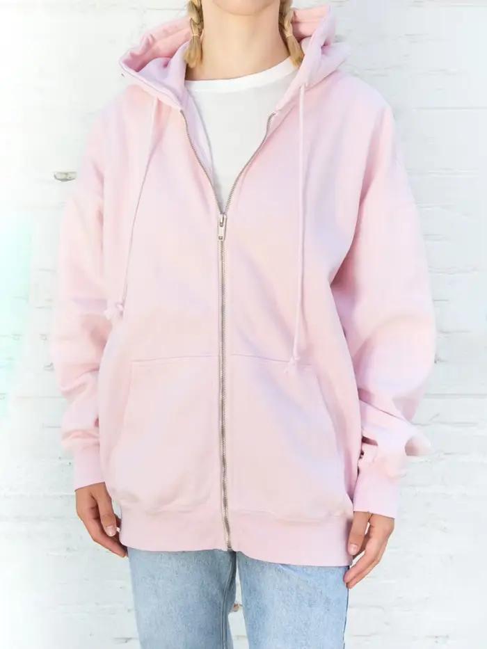 Sweat à capuche surdimensionné rose doux