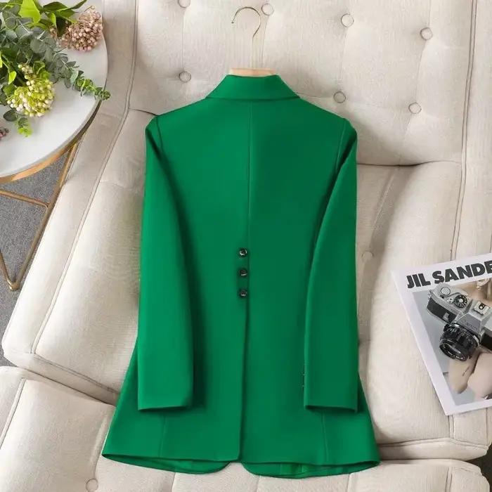 Blazer vert pour femmes, manteau formel, manches longues, bouton unique, veste droite, bureau, vêtements de travail, hauts 4XL, nouvelle collection 2024