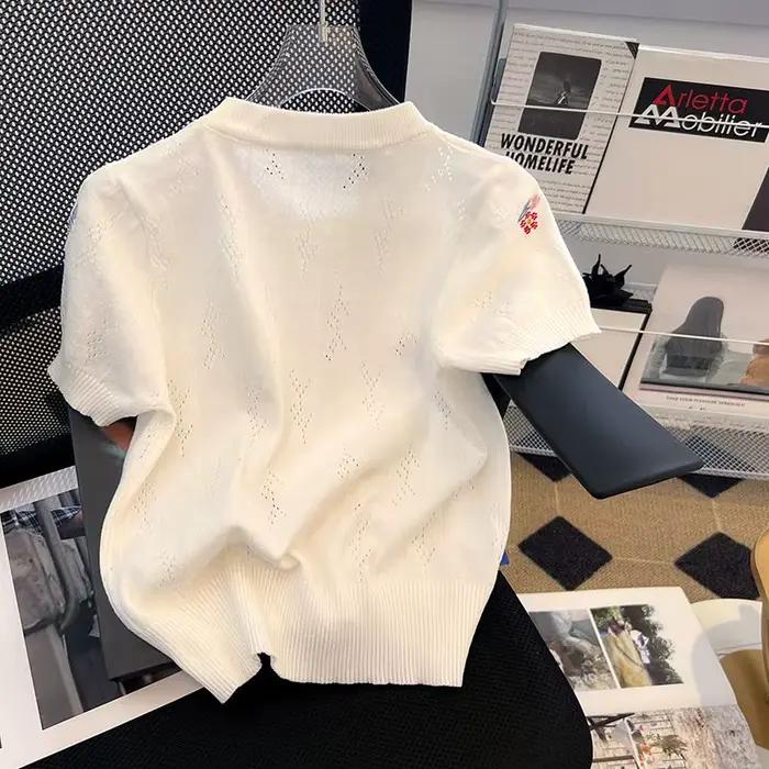 Pull Brodé à Fleurs Esthétique