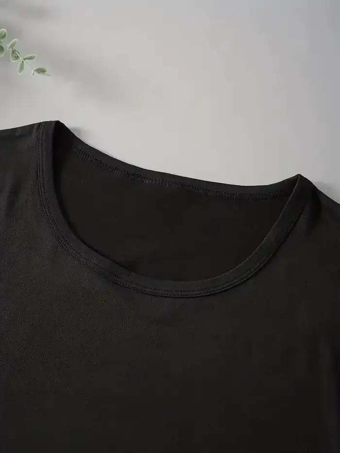 T-shirt imprimé papillon à manches courtes et col rond