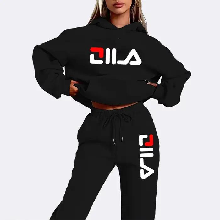 Ensemble de survêtement deux pièces de qualité pour femme – Sweat-shirt de jogging tendance avec cordon de serrage et capuche pour le sport et le quotidien