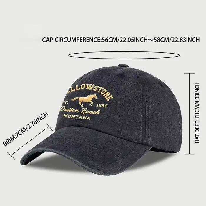 Casquette de baseball délavée avec imprimé cheval Yellowstone
