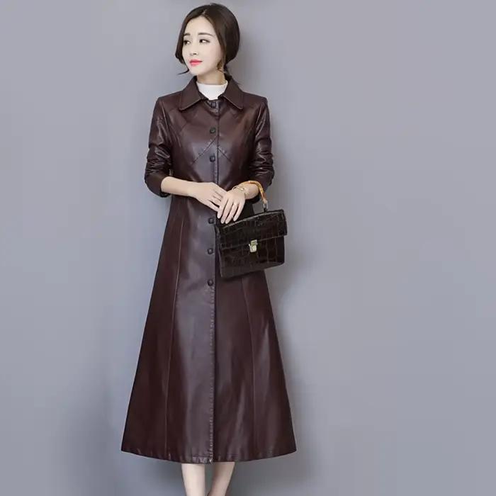 Nouvelle Femmes Manteau en Cuir de Mouton Automne Hiver 2026 Mode Garder au Chaud Veste Longue Épaissir Manteau En Cuir De Mouto