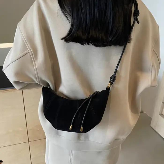 Sac à main en velours avec fermeture éclair, sac à bandoulière de haute qualité, couleur unie, Simple, à la mode, doux, Style occidental, 2026