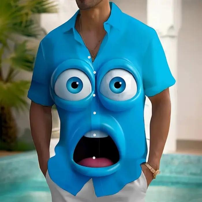 Dessin animé visage souriant chemise pour hommes