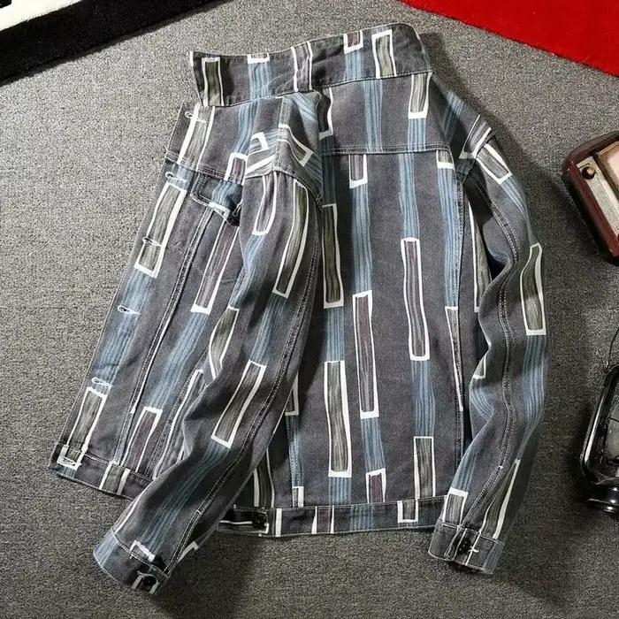 Manteaux en Jean pour hommes automne rayé jaune avec impression veste en jean pour hommes Y2k Vintage marque G vêtements d'extérieur d'hiver concepteur Joker corée