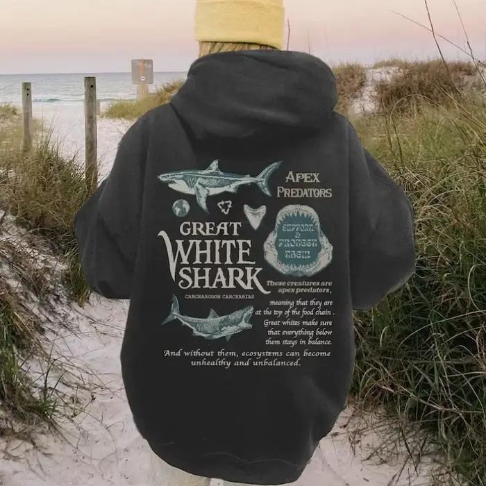 Sweat à capuche grand requin blanc